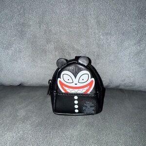 Loungefly Black Mini Backpack with Red and White Face Graphic